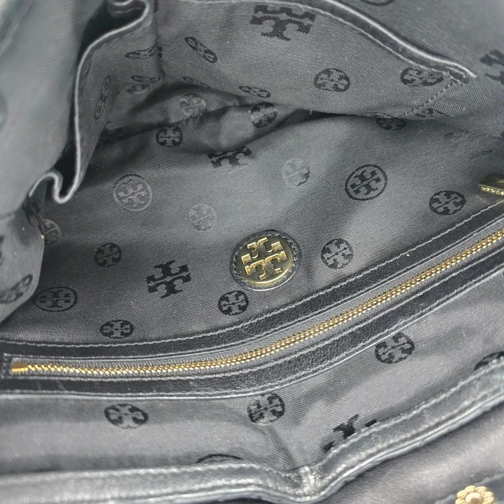 Tory Burch Large Fleming Convertible Crossbody Bag Black Leather Quilted Chain